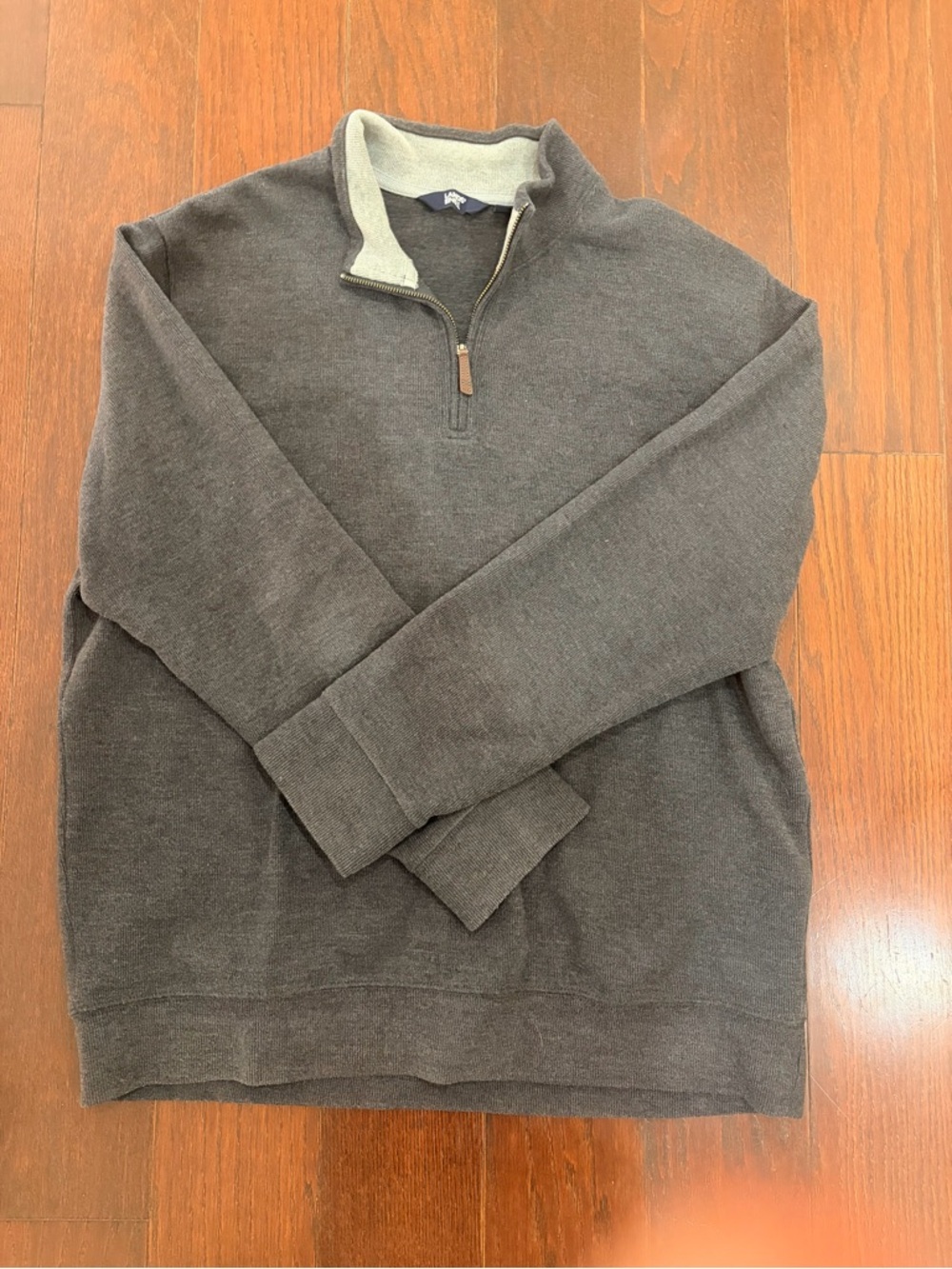 0016-Land's End Men's Charcoal Quarter-Zip Sweater